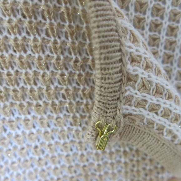 PRESTON and YORK *NWT* Cardigan Open Front Size M Women's Tan/White/Gold - Picture 4 of 10